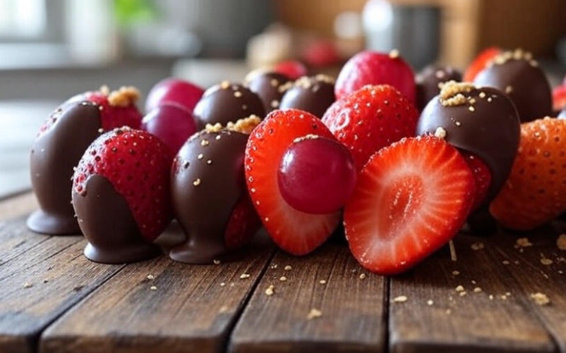 Chocolate-Dipped Fruit Sticks in Minutes